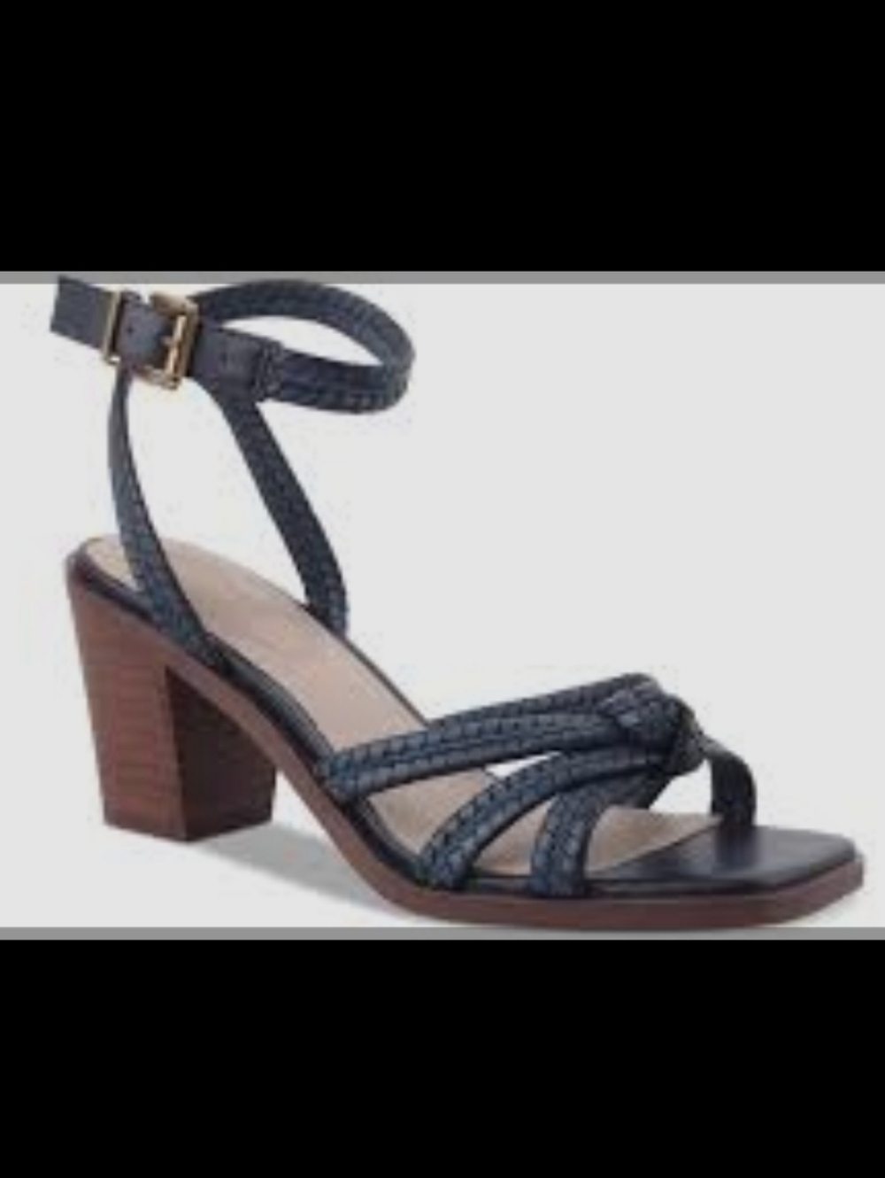 Women's Size 12 M Braided Navy Blue Strap Block Heel Sandals Navy Giani Bernini - Picture 11 of 11